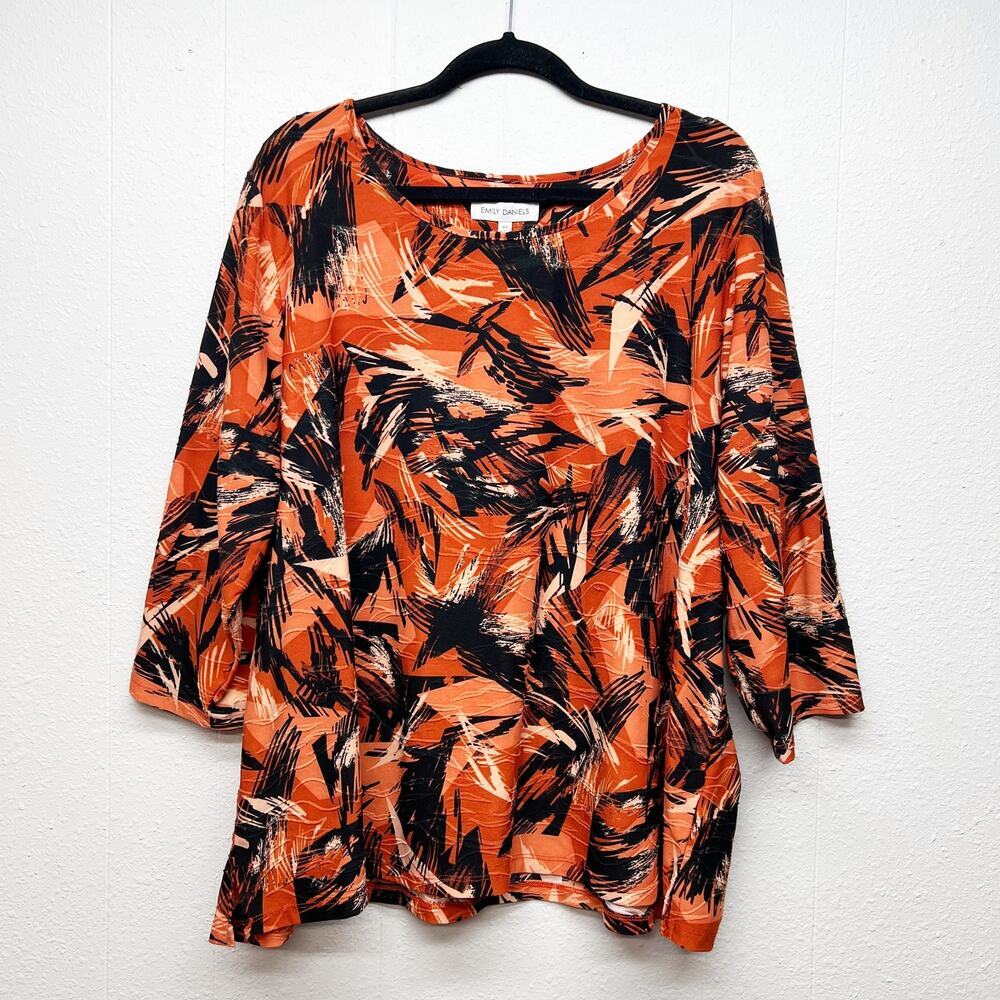 Emily Daniels Colorful Top Womens 3X Stretch Modest Career Workwear Art to Wear